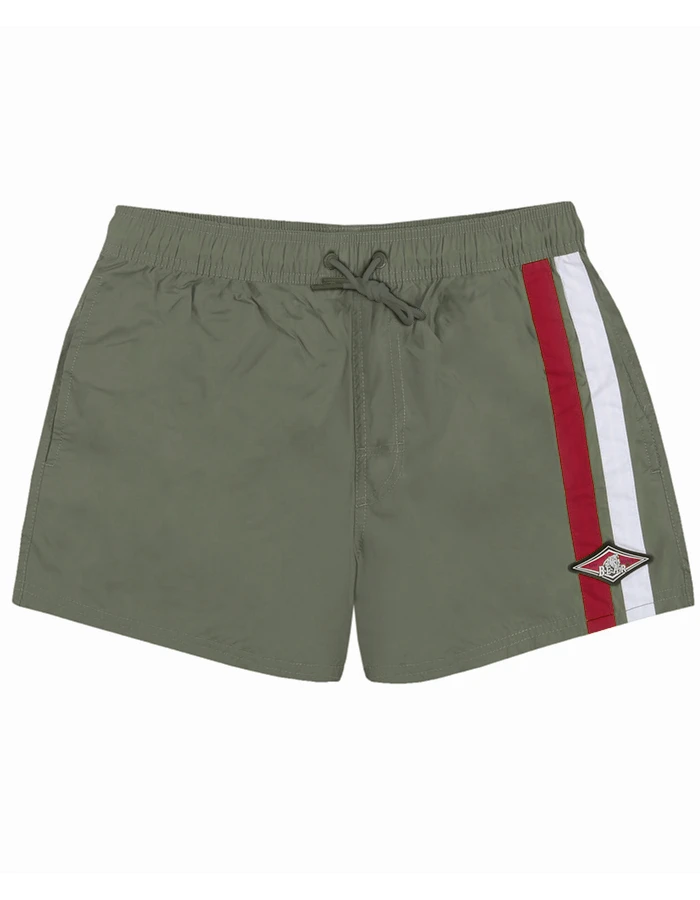 BEAR SURFBOARDS BOARDSHORTS MALIBU VOLLEY STRIPES DEEP LICHEN