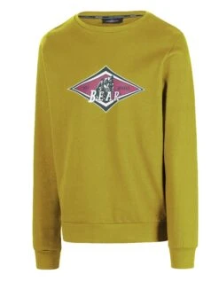 BEAR SURFBOARDS FLEECE CREWNECK BIG LOGO GREEN SULPHUR