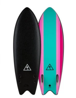 CATCH SURF 5'6" RETRO FISH TWIN FIN SOFT BLACK TURQUOISE