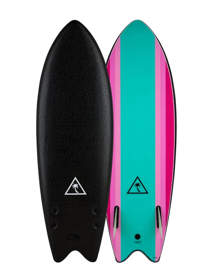 CATCH SURF 5'6" RETRO FISH TWIN FIN SOFT BLACK TURQUOISE