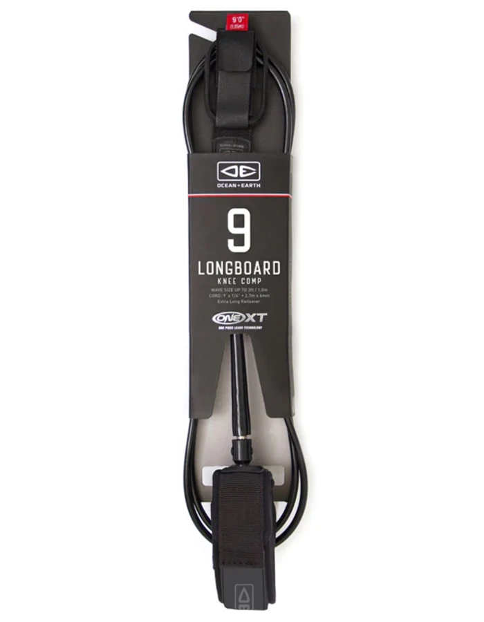 OCEAN & HEART LONGBOARD KNEE COMP LEASH 9'0" BLACK LEASH