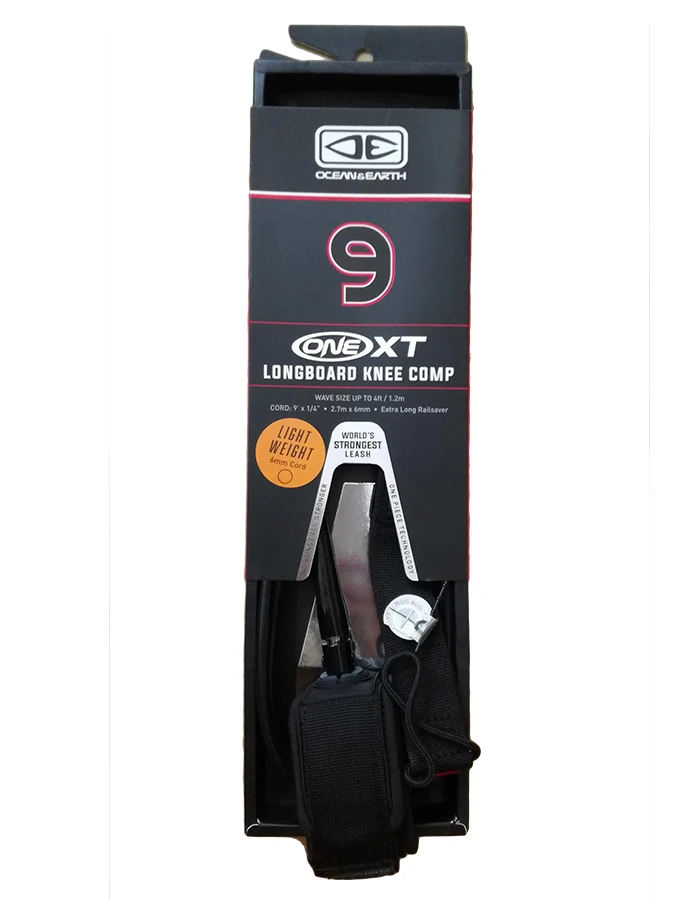 OCEAN & HEART LONGBOARD KNEE COMP LEASH 9'0" BLACK LEASH - Image 2