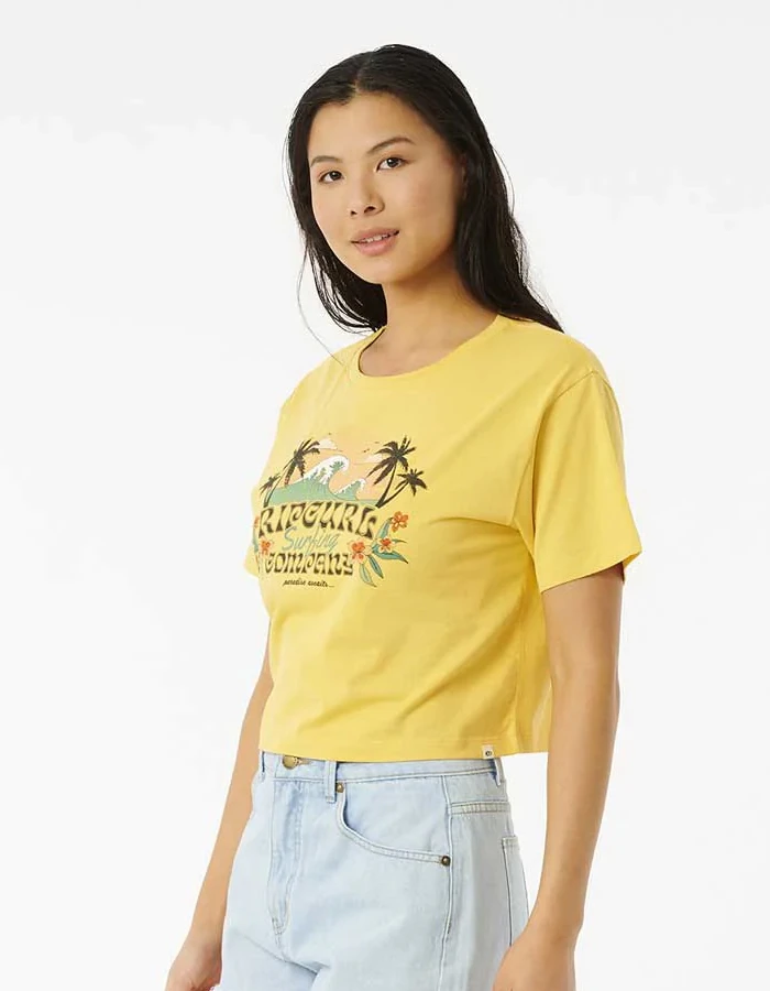 RIP CURL BRAZIALIAN SOUL CROP TEE LIGHT YELLOW - Image 3