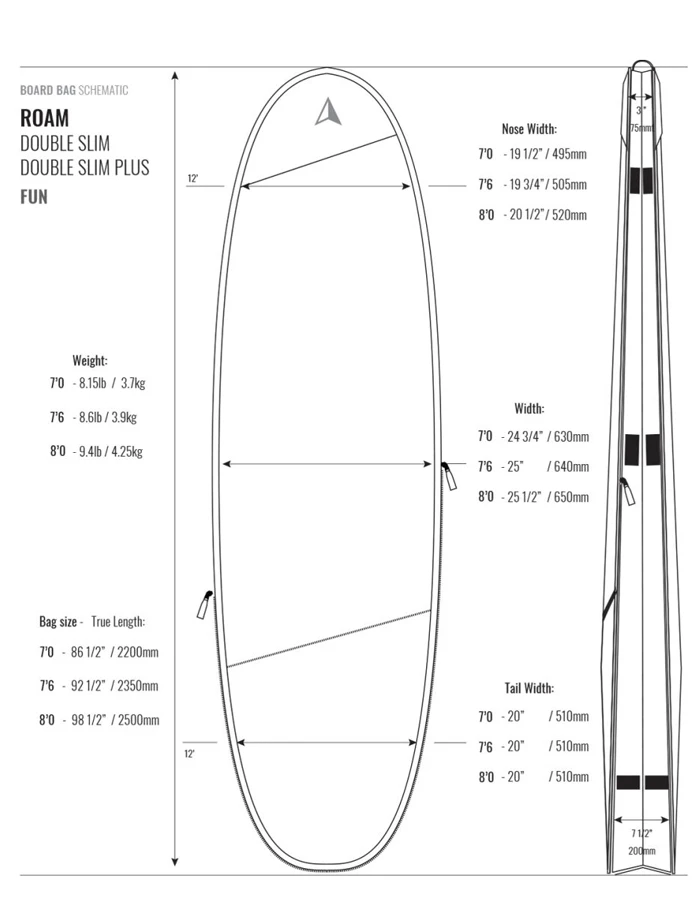 ROAM 7'0" TECH DOUBLE SLIM BOARD BAG FUNBOARD - Image 3