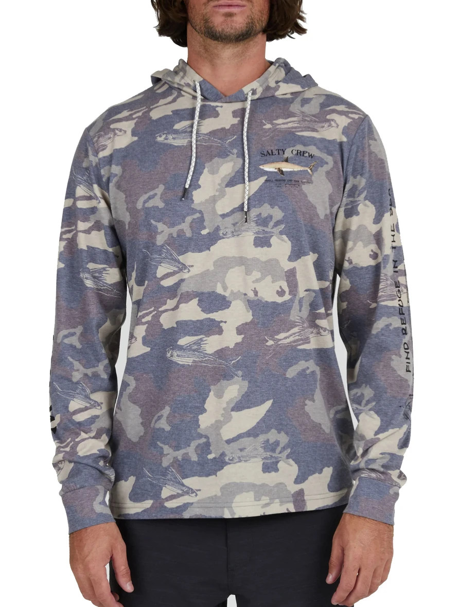 SALTY CREW BRUCE HOOD TECH TEE CAMO