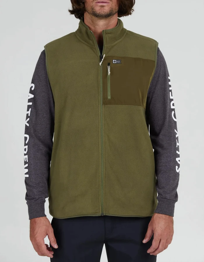 SALTY CREW EBBTIDE POLAR FLEECE VEST OLIVE