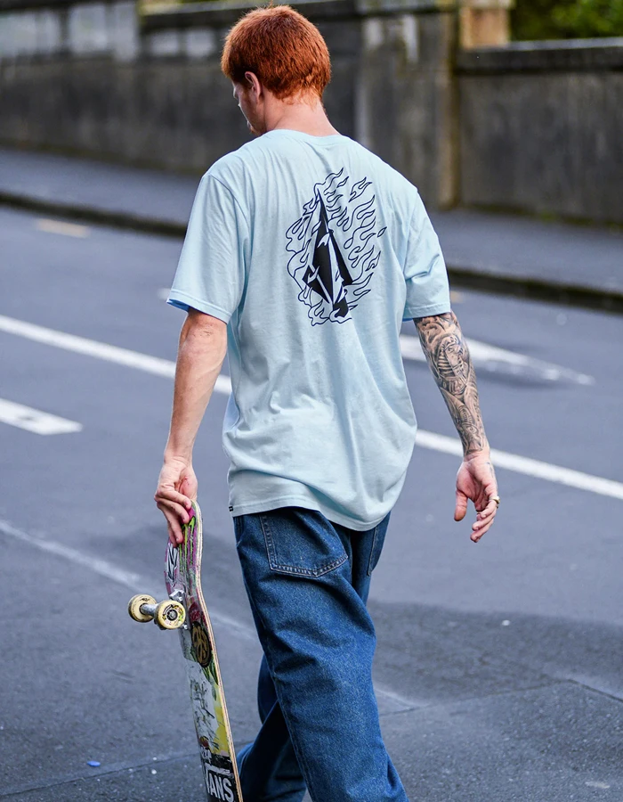 VOLCOM FIREFIGHT SHORT SLEEVE TEE MISTY BLUE - Image 9